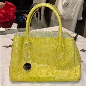 Furla Lime Croc-Embossed Satchel